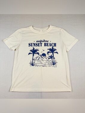 Riders by Lee Cream Tee with Navy Sunset Beach Graphic